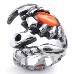 Titanium Scorpion Ring with Red Zircon