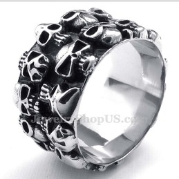 Round Titanium Skull Ring