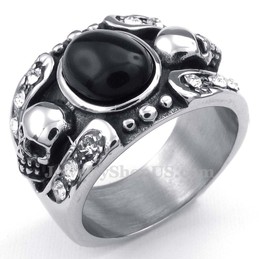 Titanium Agate Inlaid Skull Ring