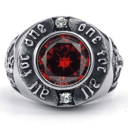 Titanium Ring with Red Zircon