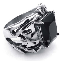 Titanium Ring with Black Ornamental Stone