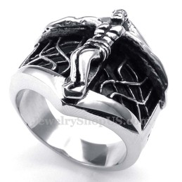 Titanium Cobweb Jesus Ring