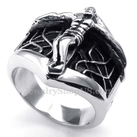 Titanium Cobweb Jesus Ring