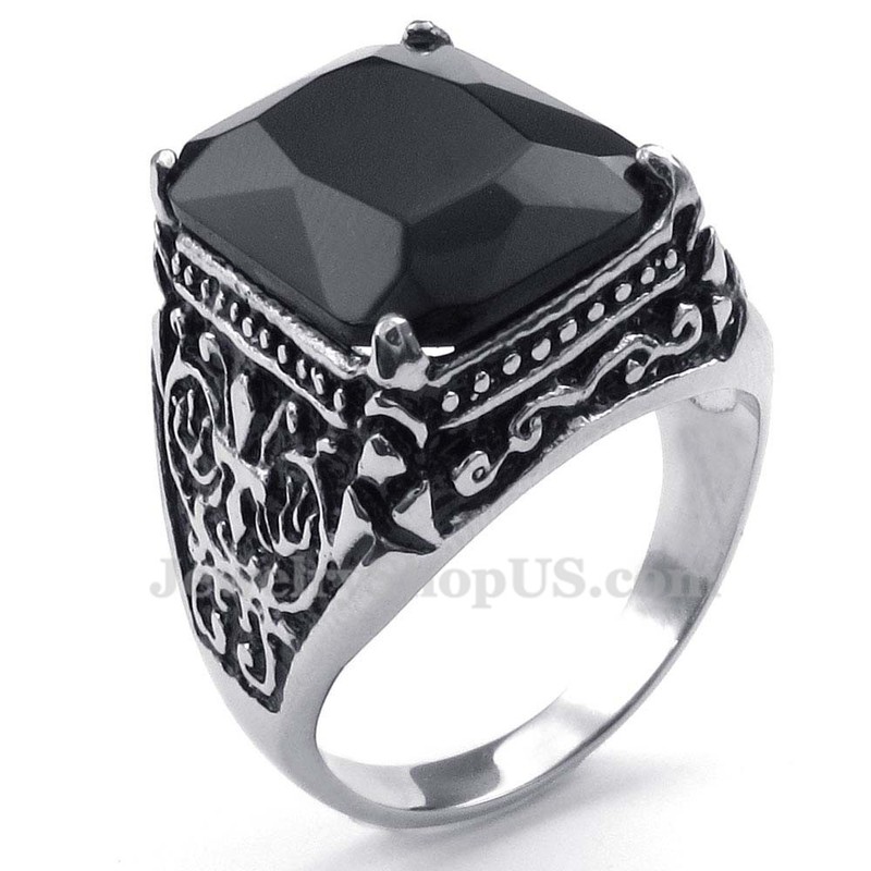 Titanium Ring with Black Zircon