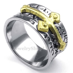 Titanium Gold Cross Ring