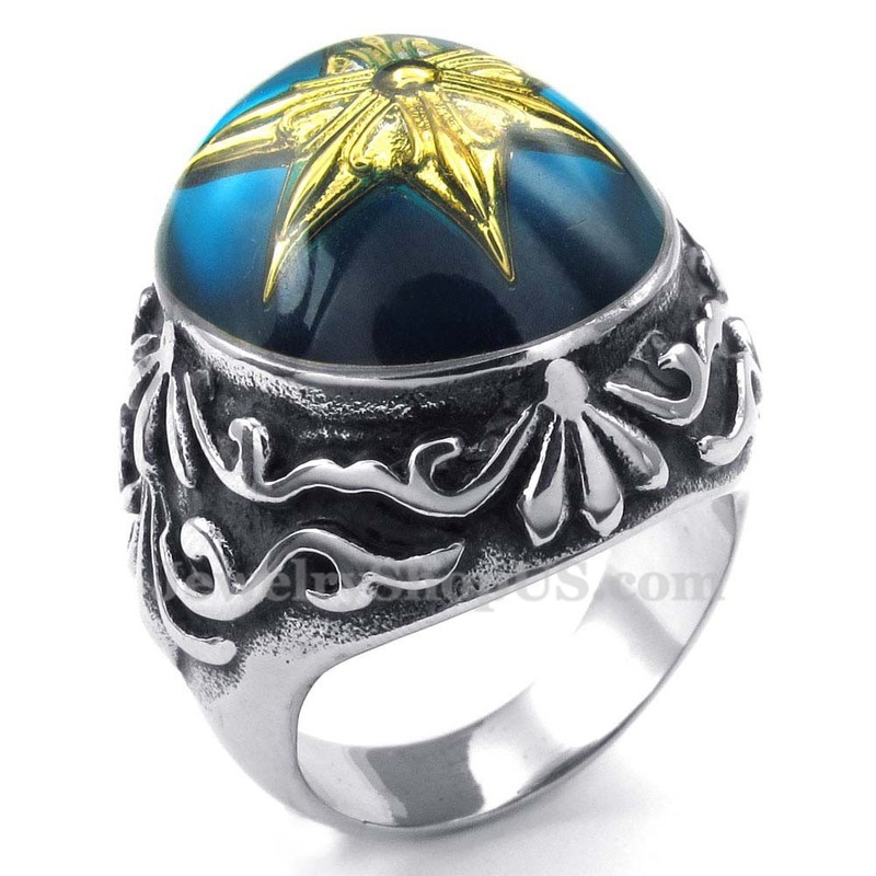 Gold Star of David Titanium Ring