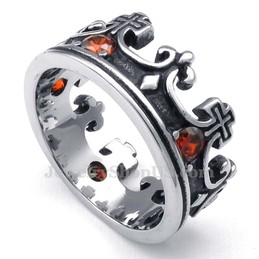 Titanium Imperial Crown Ring with Red Zircon