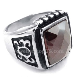 Red Zircon Titanium Ring