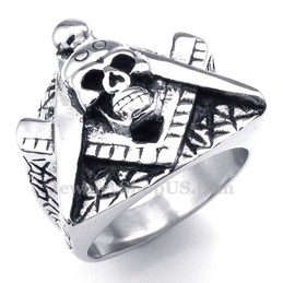 Titanium Masonic Skull Ring