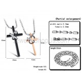 Titanium Rose Gold and Black Cross Lovers Pendants with Rhinestones and Free Chains C724