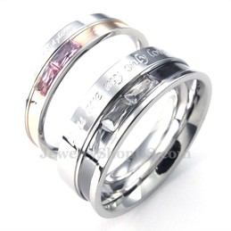 Titanium Lovers Ring with Red Rhinestone