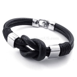 New Titanium Black Leather Bracelets