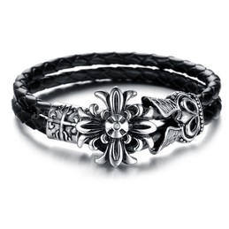 Good Sale Men's Titanium Leather Bracelet  C871