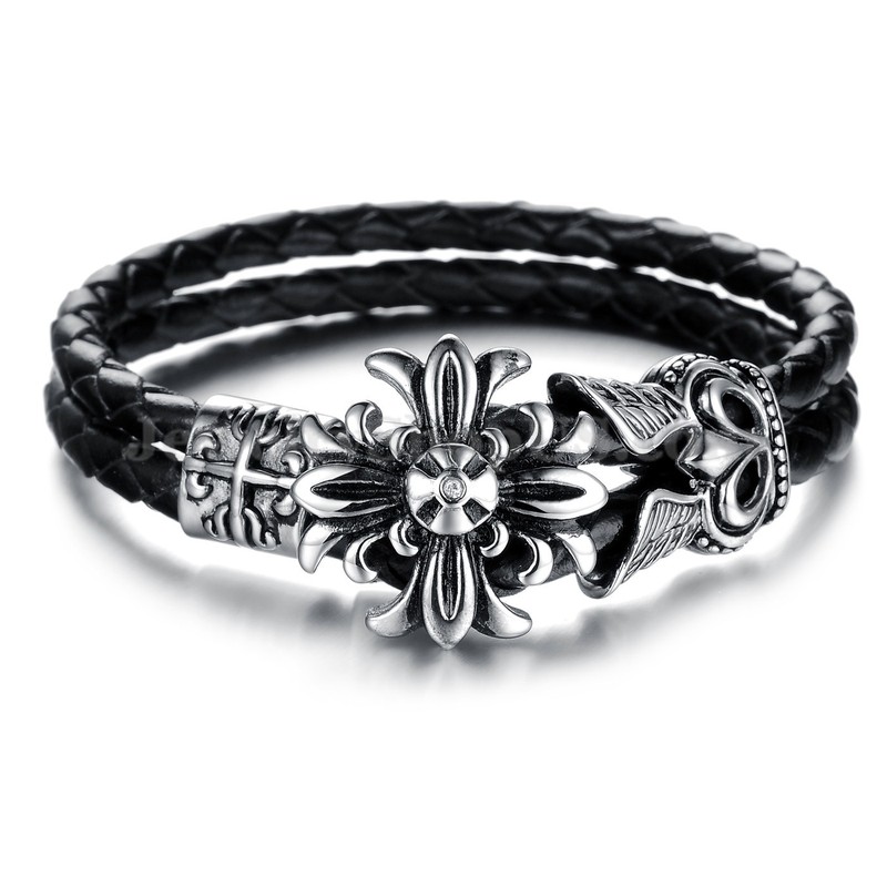 Good Sale Men's Titanium Leather Bracelet  C871