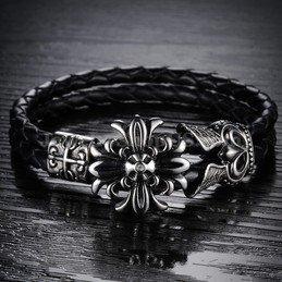 Good Sale Men's Titanium Leather Bracelet  C871