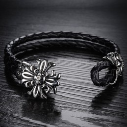 Good Sale Men's Titanium Leather Bracelet  C871