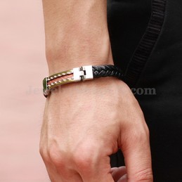 Personality Men's Titanium Leather Bracelet C817