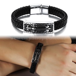 Exquisite Men's Titanium Leather Bracelet C896