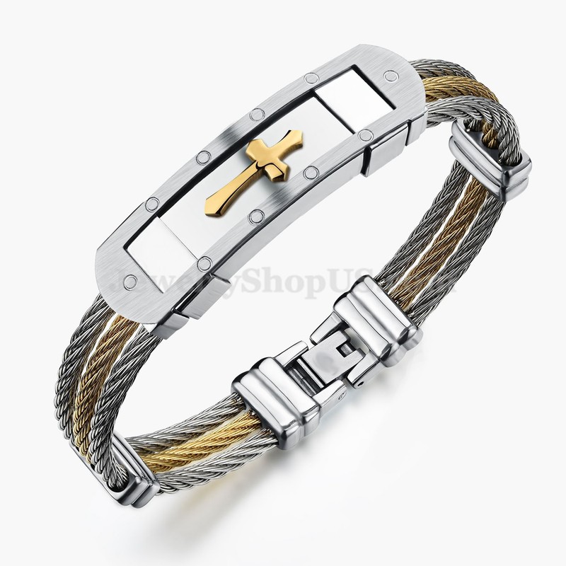 Men's Classical Titanium Cross Bracelet N782