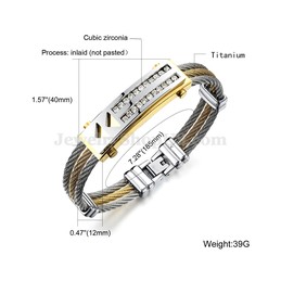Men's Fashion Zirconia Titanium Bracelet N783