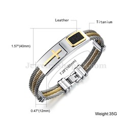 Men's Titanium Gold Cross Bracelet N785