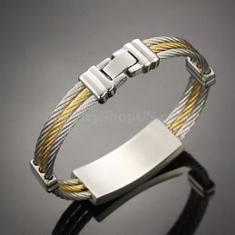 Gold Silver Men's Titanium Cross Bracelet N759