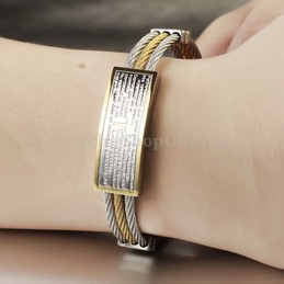 Gold Silver Men's Titanium Cross Bracelet N759