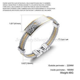 Gold Silver Men's Titanium Cross Bracelet N759