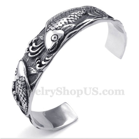 Men's Titanium Pisces Pattern Casted Bracelet