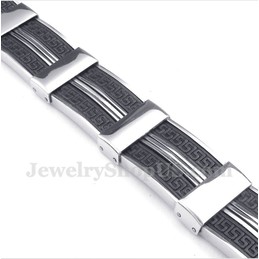 Men's Titanium Rubber Greek Meander Pattern Bracelet