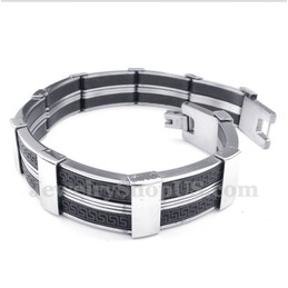 Men's Titanium Rubber Greek Meander Pattern Bracelet