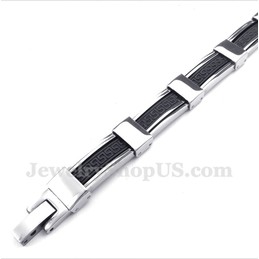 Men's Titanium Greek Meander Pattern Rubber Bracelet