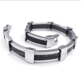 Men's Titanium Greek Meander Pattern Rubber Bracelet