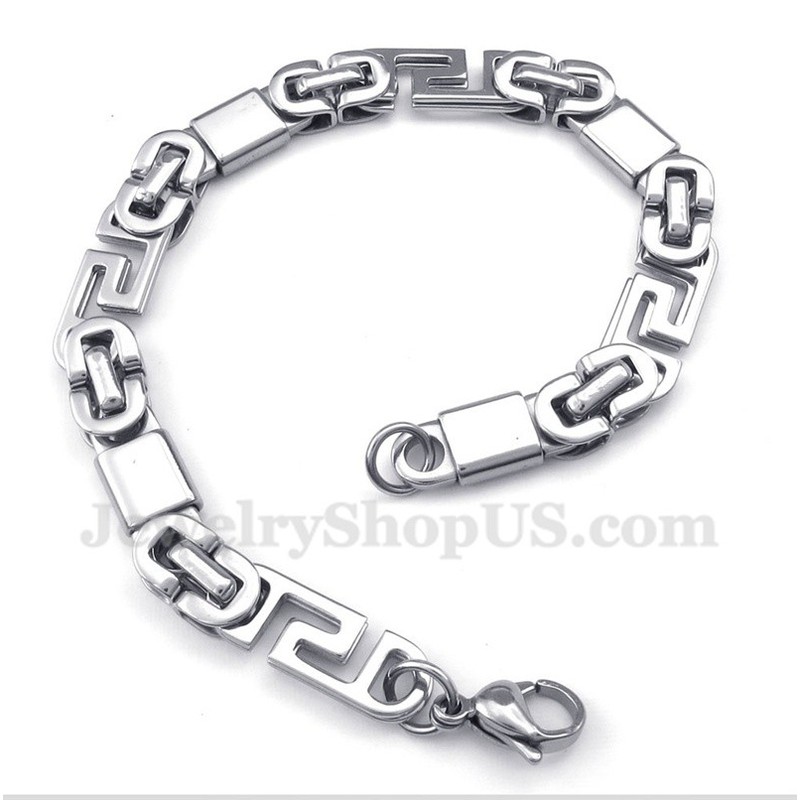 Men's Titanium Greek Meander Pattern Bracelet