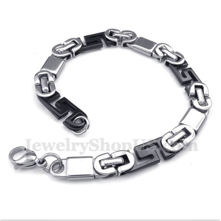 Men's Titanium Greek Meander Pattern Black Bracelet