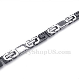 Men's Titanium Greek Meander Pattern Black Bracelet