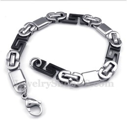 Men's Titanium Greek Meander Pattern Black Bracelet