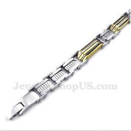 Men's Titanium Gold Trapezoid Bracelet