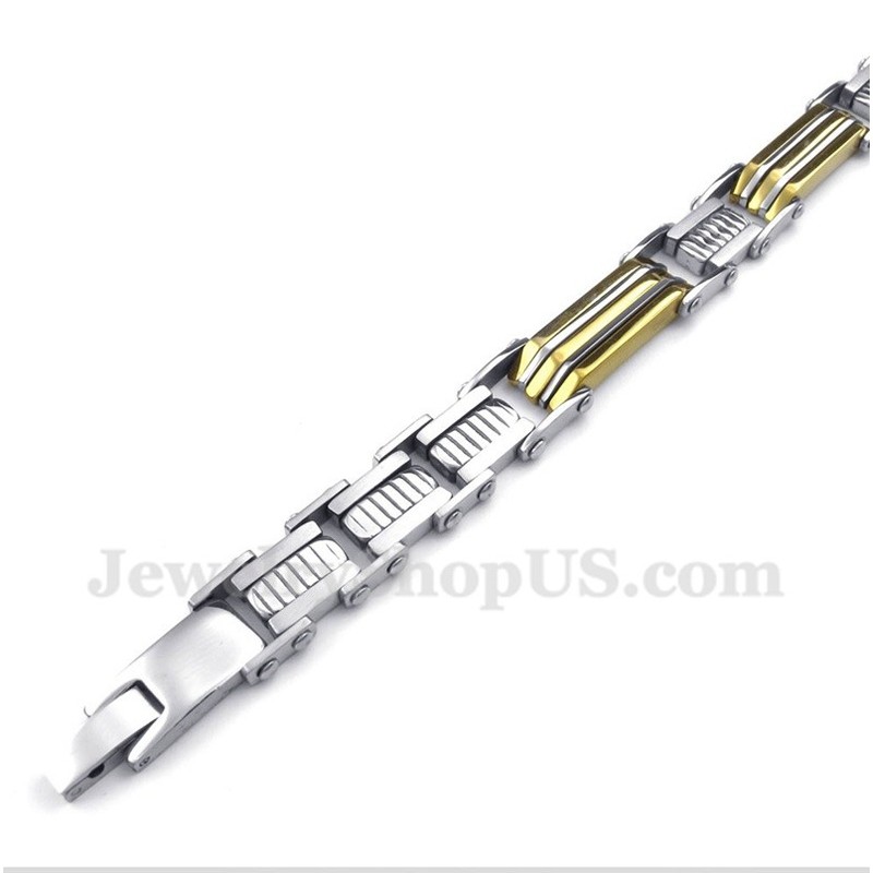 Men's Titanium Gold Trapezoid Bracelet