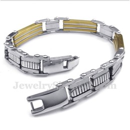 Men's Titanium Gold Trapezoid Bracelet