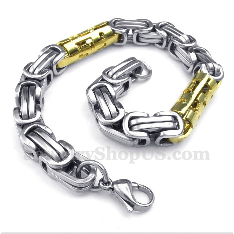 Men's Titanium Gold Cylinder Bracelet