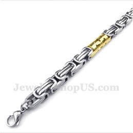 Men's Titanium Gold Cylinder Bracelet