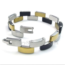 Men's Titanium Gold Black Bracelet