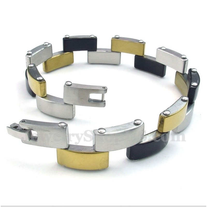 Men's Titanium Gold Black Bracelet