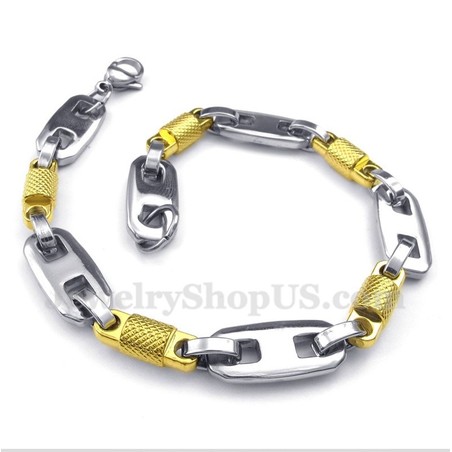 Men's Titanium Gold Cylinder Bracelet