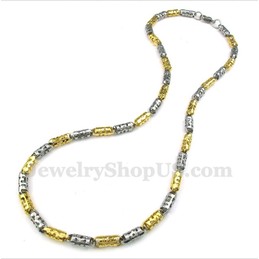 Men's Titanium Gold Hollow Cylinder Necklace