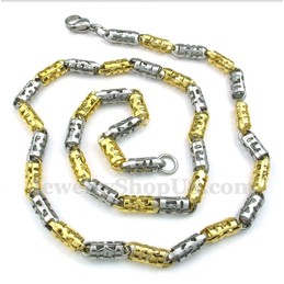 Men's Titanium Gold Hollow Cylinder Necklace