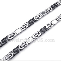 Men's Titanium Black Greek Meander Pattern Necklace