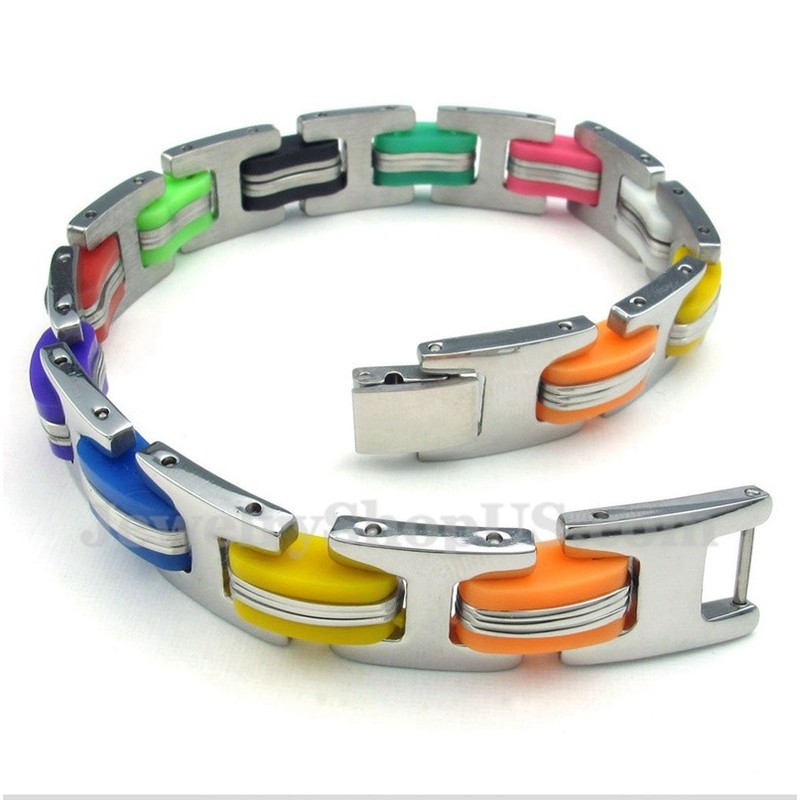 Men's Titanium Colorful Rubber Bracelet