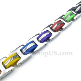 Men's Titanium Colorful Rubber Bracelet